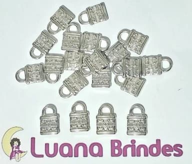 Pingente Cadeado Abs Prata 1,6cm Pacotes com 50 Unidades
