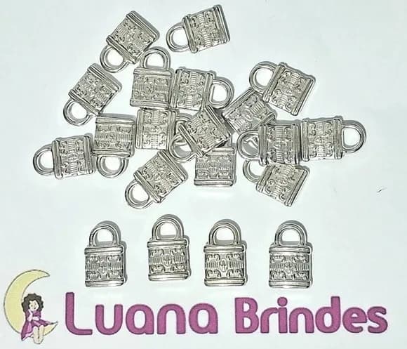 Pingente Cadeado Abs Prata 1,6cm Pacotes com 50 Unidades