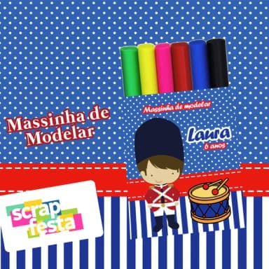 Massinha de Modelar Personalizado Festa Soldadinho de Chumbo