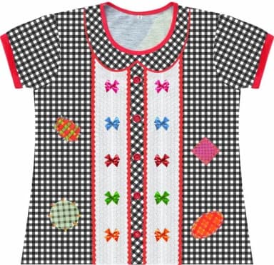 Blusa Adulto Fantasia Festa Junina Caipira Xadrez com Lacinhos e Remendos