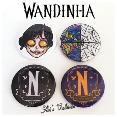 Bóton Wandinha Addams - Wednesday - Valor Unitário