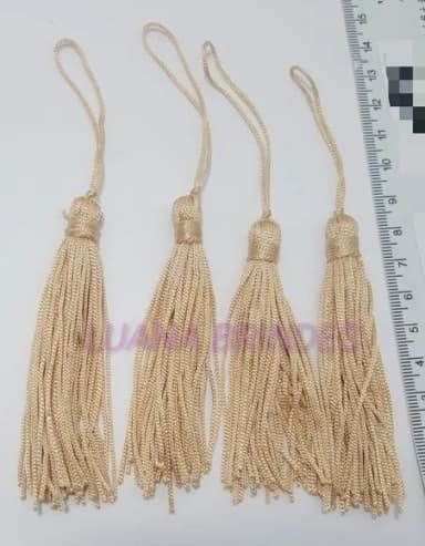Pingente Tassel de Seda bege Pct 10 Unidades