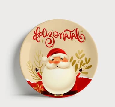 Prato Decorativo de Natal: Papai Noel Clássico