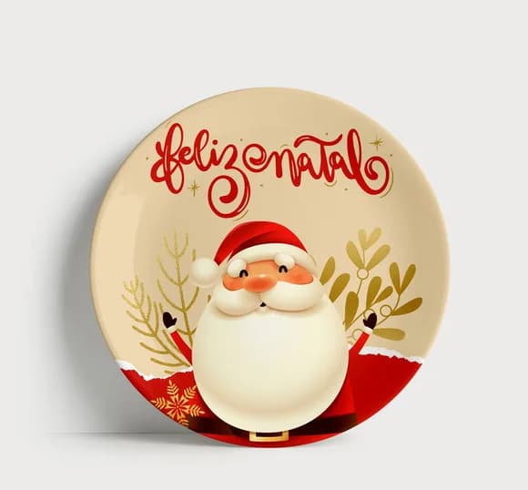 Prato Decorativo de Natal: Papai Noel Clássico