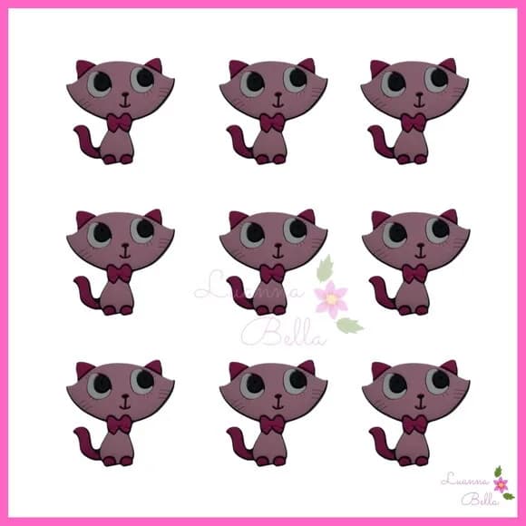 Aplique Gatinha Emborrachado - Pct c/7unds