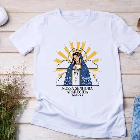 Camiseta Nossa Senhora Aparecida Minimalista Padroeira do Br