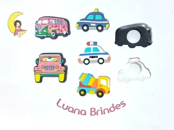 Aplique C/adaptador P/crocs Carros Pacotes com 10 Unidades