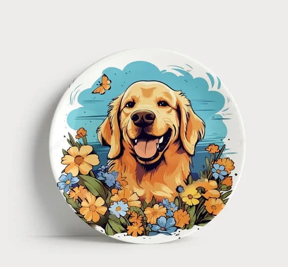 Prato de Porcelana Golden Retriever