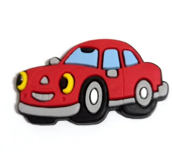 Aplique Carro Vermelho Emborrachado- 6 Peças