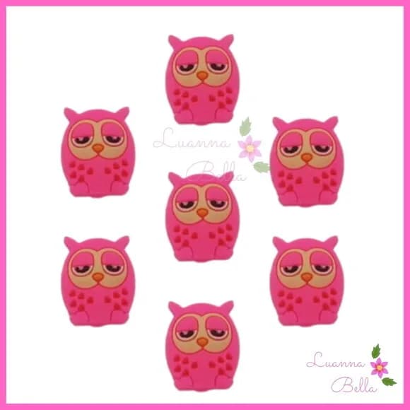 Aplique Emborrachado Coruja Rosa - pcts c/7unds