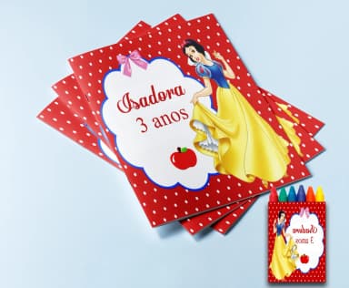 Revista de Colorir com Giz de cera Personalizada da Branca de Neve