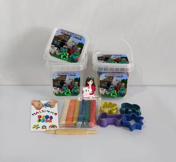 Kit Massinha no Baldinho Personalizado Minecraft