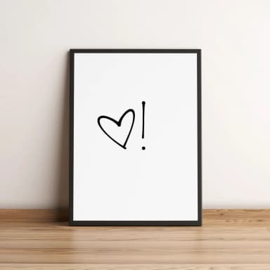 Quadro Decorativo Minimalista com Coração e Ponto Preto 2147