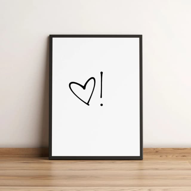 Quadro Decorativo Minimalista com Coração e Ponto Preto 2147