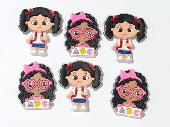 Aplique Escolar Menina Emborrachado Pacote com 6 Unidades