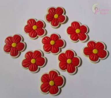 Aplique Flor Vermelha de borracha - pct c/ 7 unidades