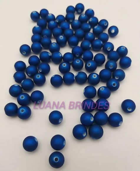 Bolinha Emborrachada Azul Royal Metalizada 8mm Pct 100 Unids
