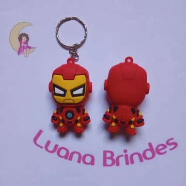 Chaveiro Super Heroi Vermelho de Borracha 5cm Pct 2 Unidades