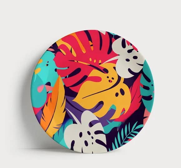 Prato de Porcelana Folhagens Tropicais - Urban Jungle