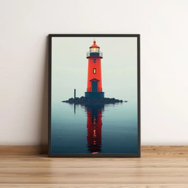Quadro Farol Vermelho Minimalista na Decoração 2671