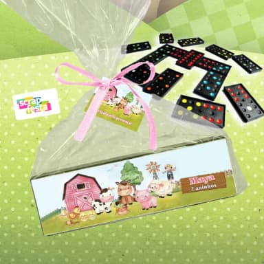 Dominó+embalagem+tag Personalizado Festa Fazendinha Aquarela