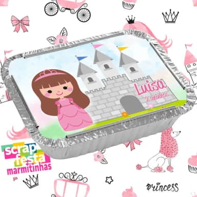 Marmitinha Personalizada Festa Princesa Aquarela
