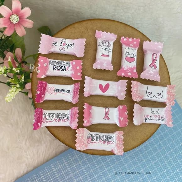 Balas Personalizadas Outubro Rosa - 50 Unidades