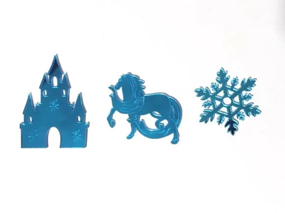 Aplique Frozen Acrílico Espelhado Azul Pacote com 6 Unidades
