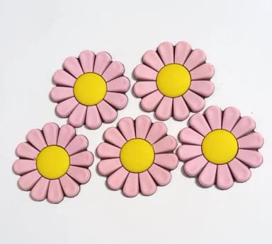 Aplique Flor Rosa 4 cm Emborrachado - 6 Unidades