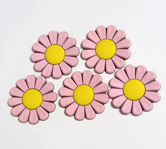 Aplique Flor Rosa 4 cm Emborrachado - 6 Unidades