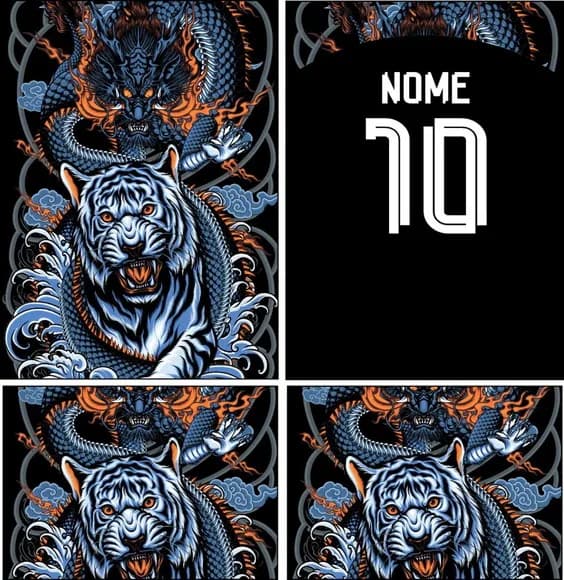 Arte Vetor Camisa Interclasse Dragão Tigre Mod-427