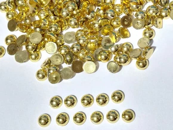 Meia Pérola Dourada 8mm Abs Pacote com 100 Unidades