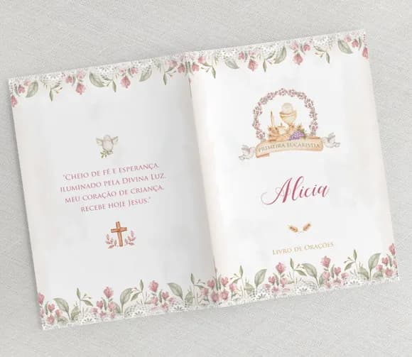Lembrancinha Eucaristia - Livrinho De Orações - Divino Rosa