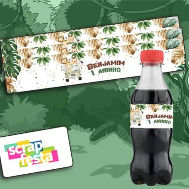 Adesivo Personalizado Mini Coca 19,5x3,5 Safari Aquarela