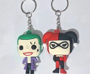 Chaveiro Arlequina e Coringa 3d - 2 Unidades