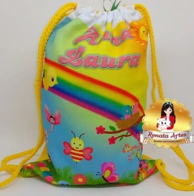 Mochila de Tecido Personalizada Jardim Encantado