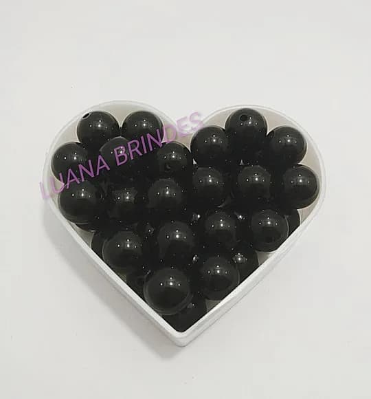 Bolinha Acrílica Preta Furo 13mm Pct 50 Unidades