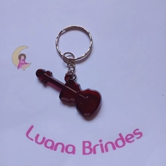 Chaveiro Guitarra Vinho de Acrilico 5cm Pct 9 Unidades
