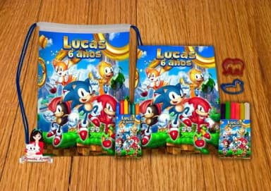 Kit Passatempo Personalizado na Mochila Sonic Desenho