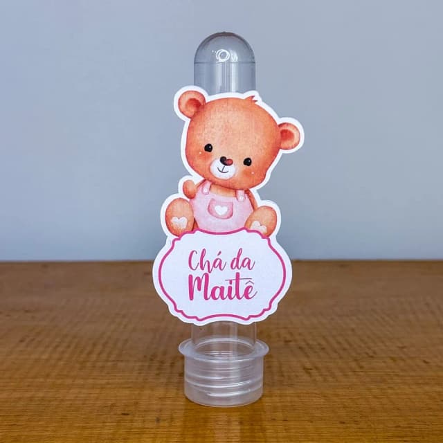 Apliques para Tubetes Personalizados URSINHO ROSA - Decoração de Festa | Lembrancinhas | Aniversário | Personalizados