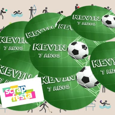 Adesivo 5 cm Redondo Personalizado Festa Futebol
