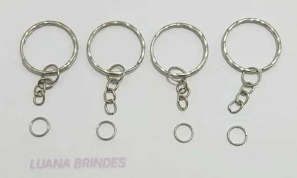 Argolas Para Chaveiros C/ Elo De Metal Prata-pct C/30 Unid