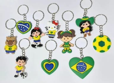 Chaveiro Copa do Mundo Brasil Pacote com 10 Unidades