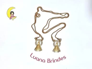 Escapulário Nsra Aparecida Dourado com Strass 60cm 1 Unidade