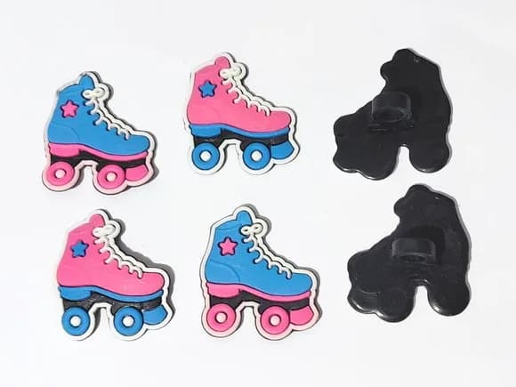 Ponteira P/lápis Patins Pink e Azul Emborrachado -6 Unidade