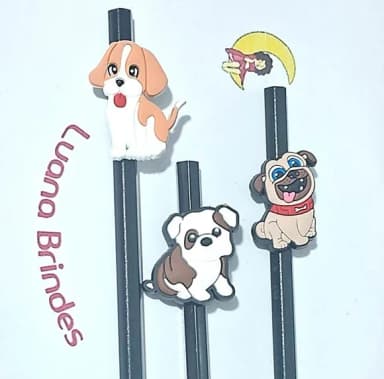 Lápis com Ponteira Cachorros Emborrachado 6 Unidades