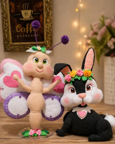 Coelha, caracol, Borboleta para decoração