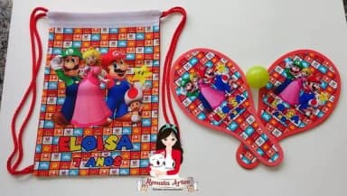 Mochila Ping Pong Tema Super Mario Bross Vermelha