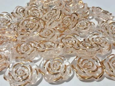 Flor 18mm Furo Passante Cristal Dourado- 20 Unidades