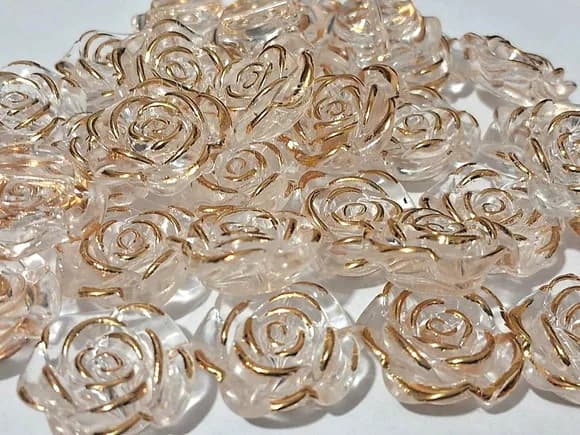 Flor 18mm Furo Passante Cristal Dourado- 20 Unidades